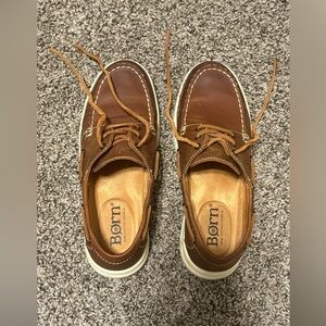 Born Men's Tan Leather Boat Shoes